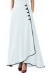 Sexy White Piped Button Embellished High Waist Maxi Skirt